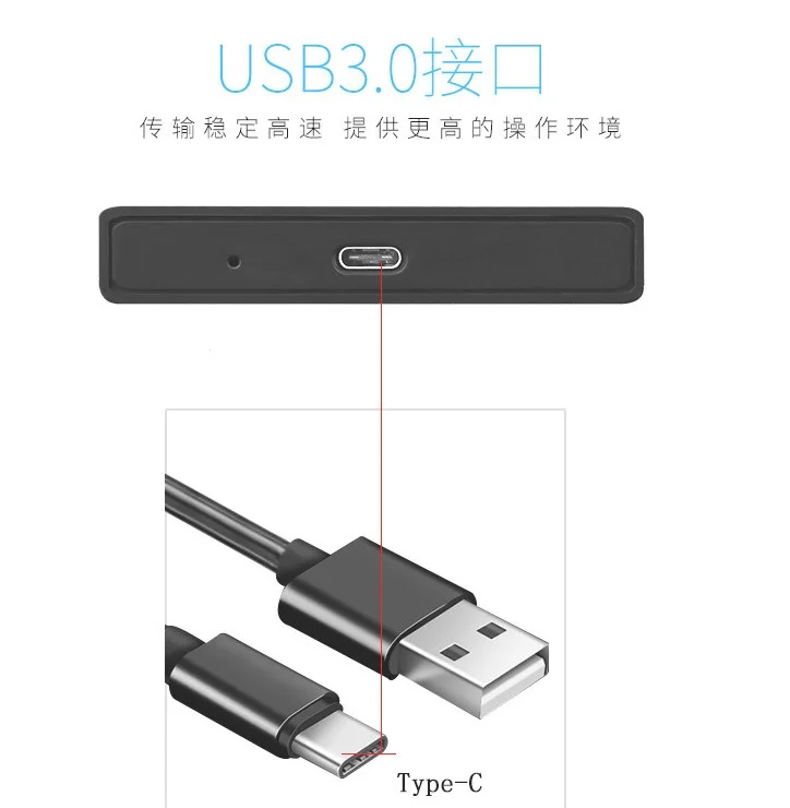 Прозрачный чехол для жесткого диска USB 3,1 UASP type C на Sata 3,0 2,5 дюйма с кабелем type C