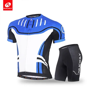 

NUCKILY Men Short-sleeve Cycling Jersey Sets MTB Bike Clothing Ropa Ciclismo Zipper Breathable 3D Gel Padded Cycling Jersey Sets