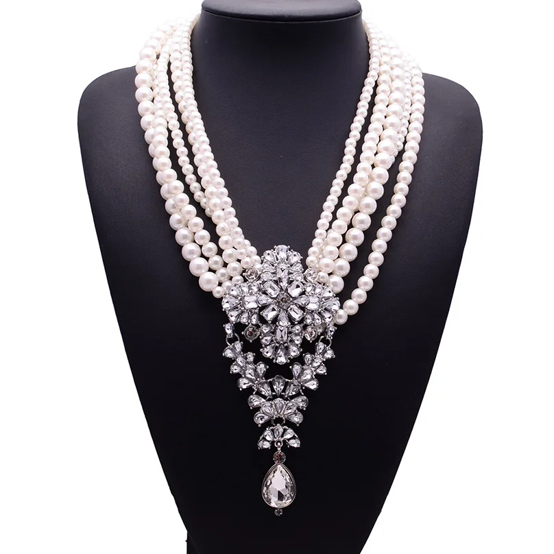 

LongWay Jewelry For Women Imitation Pearl big chunky maxi necklace Long Chain necklaces women Jewelry Pearl necklace SNE150529