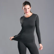 AALAMGEER длинный рукав спортивная одежда для йоги компрессионные рубашки для женщин базовый слой фитнес футболки для бега быстросохнущие Кроссфит S-2XL