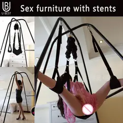 Регулируемый секс качели Поддержка рамка упругой положение любовь качели Связывание БДСМ висит стул секс мебели секс-игрушки для пар
