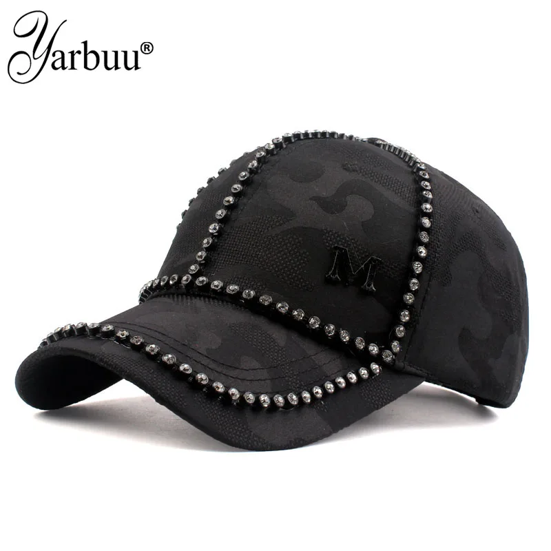 

[YARBUU]Baseball caps new fashion style women's rhinestone hat letter M Gorras snapback cap printing Casquette hat drop shipping