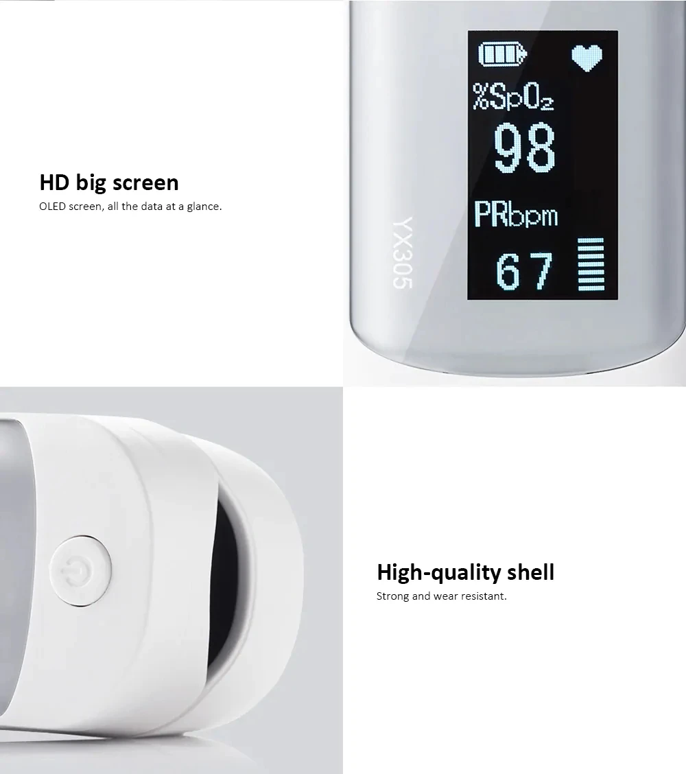 Oiginal xiaomi Yuwell YX305 YX303 Digital Fingertip Pulse Oximeter OLED screen Care for health High-speed sensor Auto power off (2)
