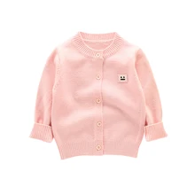 Повседневный шерстяной Детский кардиган, свитер с длинными рукавами и круглым вырезом, вязаный свитер для девочек, цветной Модный Кардиган для маленьких мальчиков, Осень-зима