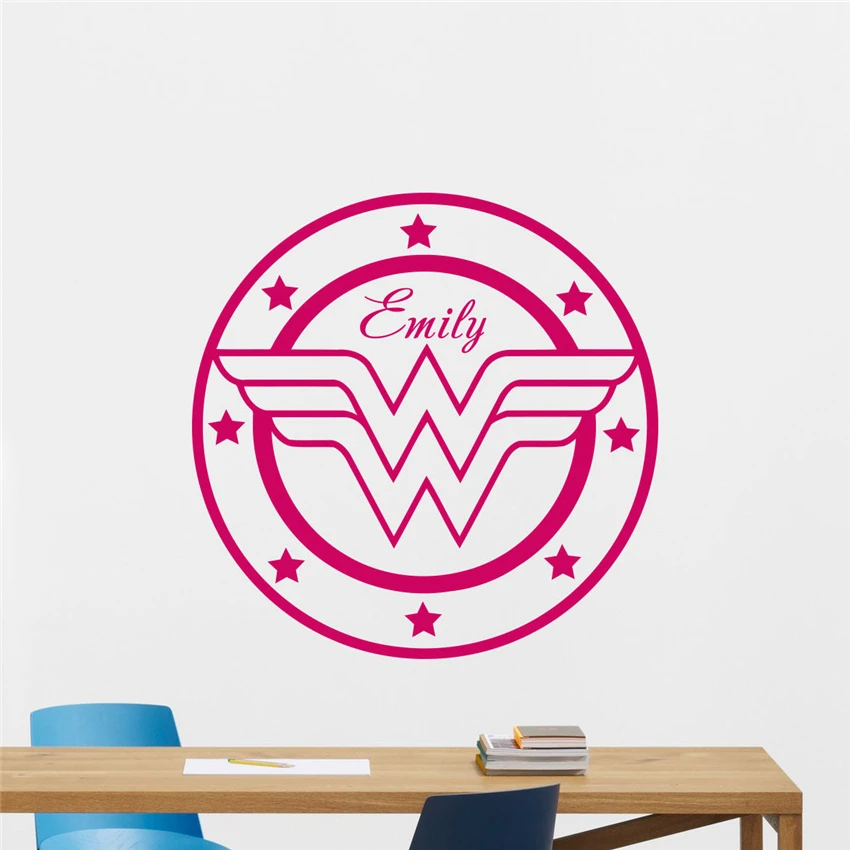 

Personalized Wonder Woman Wall Decal Custom Girl Vinyl Sticker Poster Nursery Kids Room Wall Sticker U320