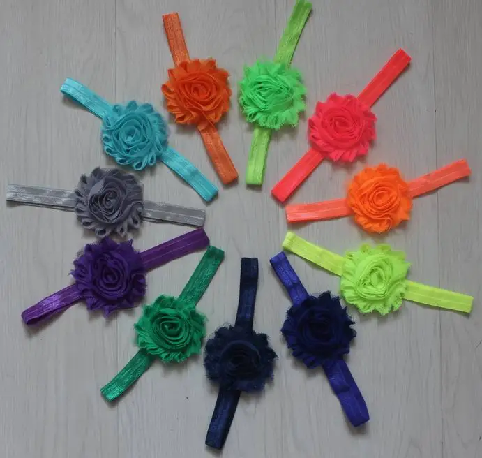 

120pcs 2.5" shabby chiffon fabric flower headbands,headband flowers for girls,girl headbands