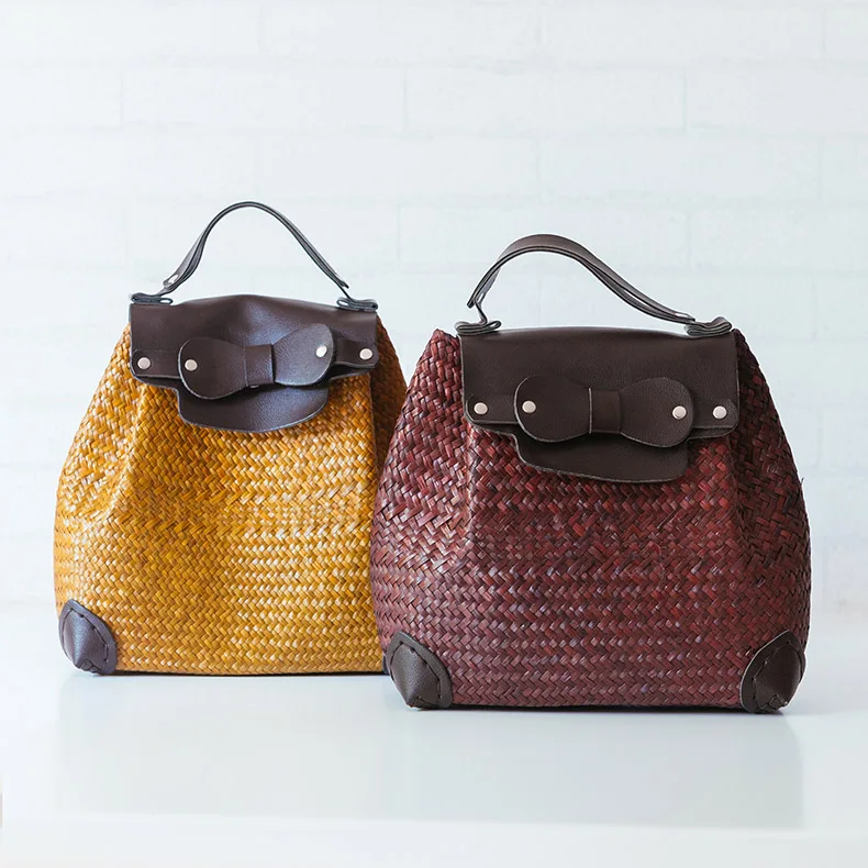 Chinese wind handmade straw bag retro couples ladies bag fashion casual environmental protection backpack