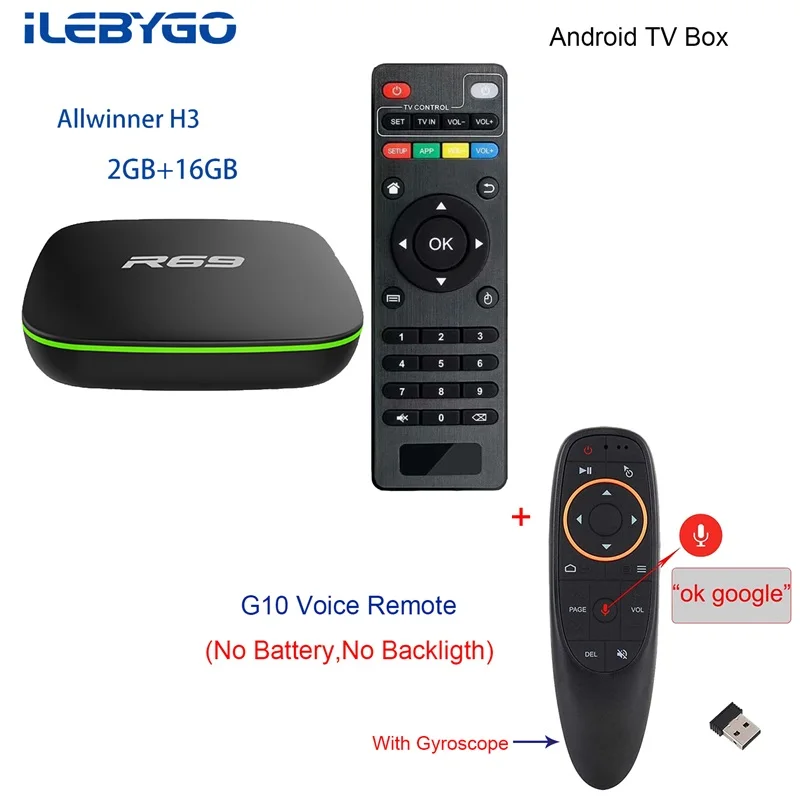 ILebygo Android 7,1 ТВ коробка R69 Allwinner H3 Quad-Core Смарт 2,4G Wi-Fi Декодер каналов кабельного телевидения 1080 P HD Suppot IP ТВ коробка 3D фильм Media player - Цвет: 2GB 16GB G10