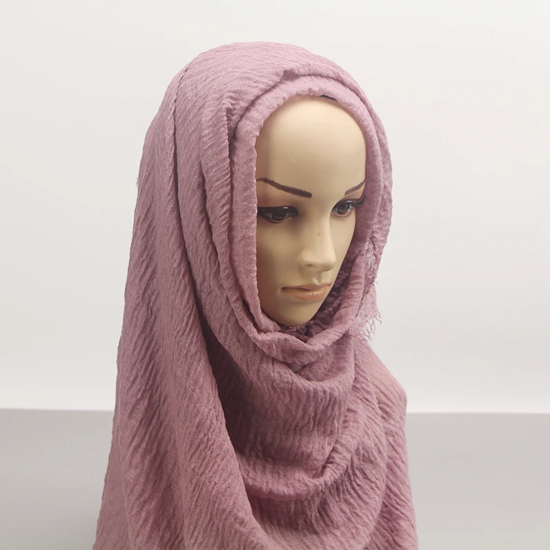 wholesale price 70*180cm women muslim crinkle hijab scarf femme musulman soft cotton headscarf islamic hijab shawls and wraps