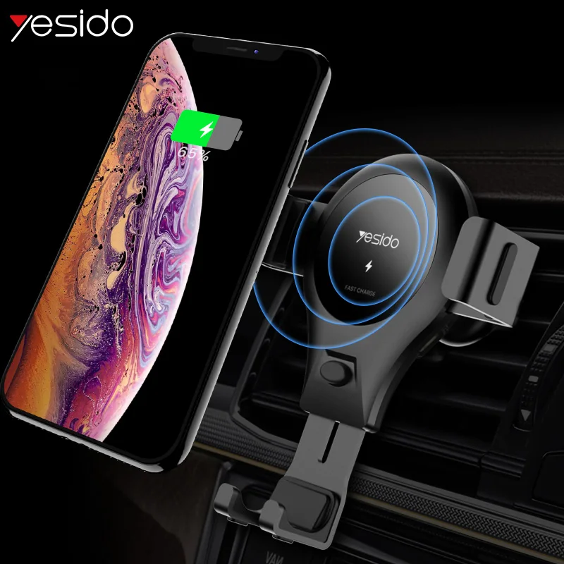 Автомобильное зарядное устройство Yesido C45 Qi для iPhone X XS Max 8 Samsung S10 S9 Plus 10