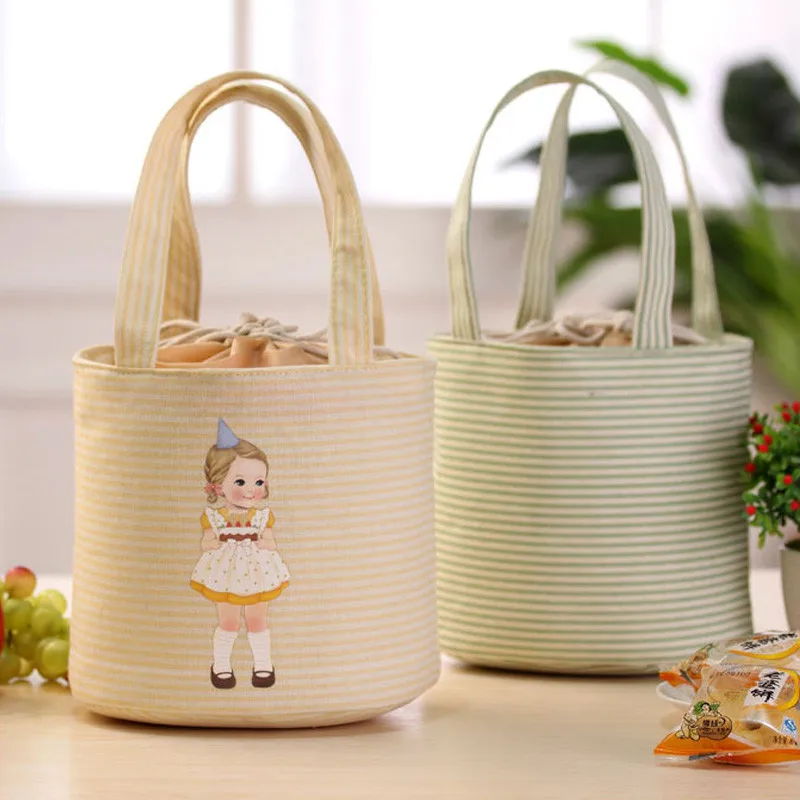 Портативная сумка для обеда с кулиской для милых девочек, Термосумка с изоляцией, сумка для обеда, сумка для хранения