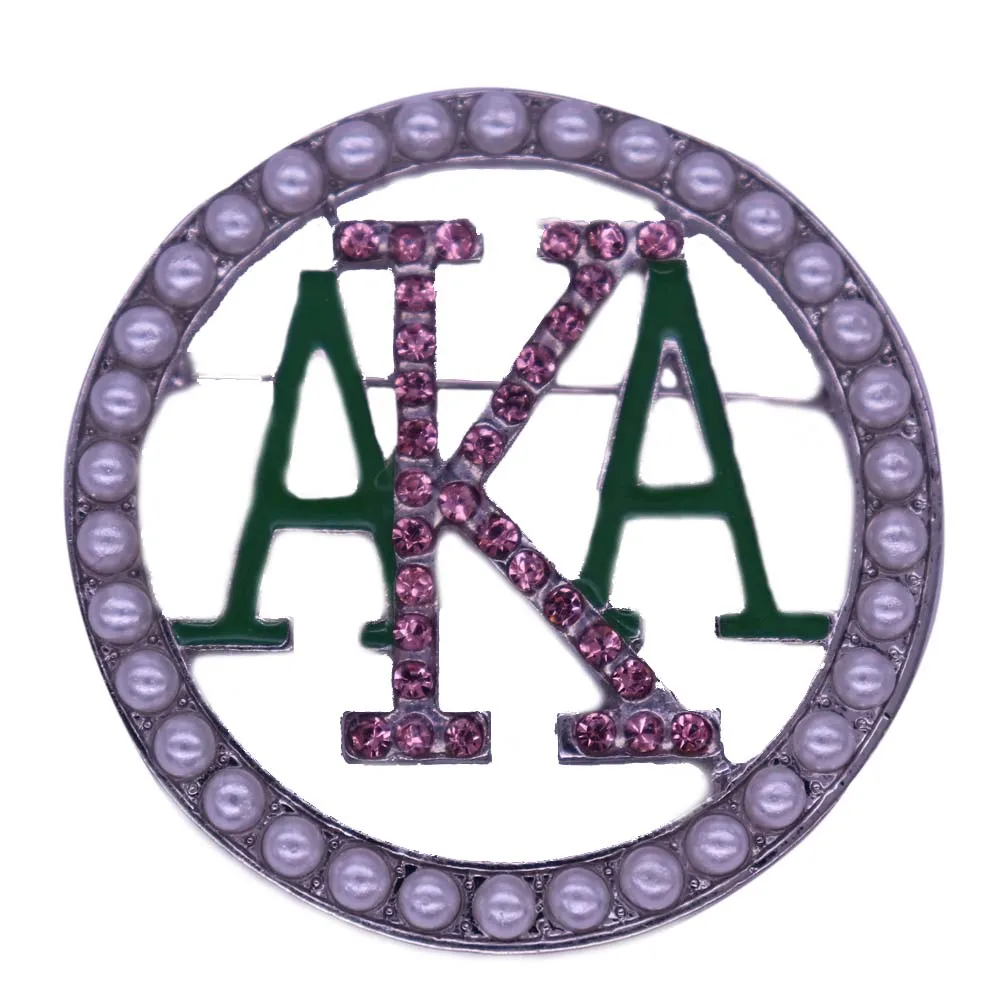 

Metal Inlaid Pearl AKA Brooches Greek Sorority College Society Decor Gift Souvenir Jewelry For Sisterhood Women Accssory