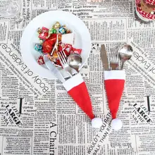Рождественская Декоративная посуда нож, вилка, набор Рождественская шляпа для хранения инструментов Прямая поставка JA22
