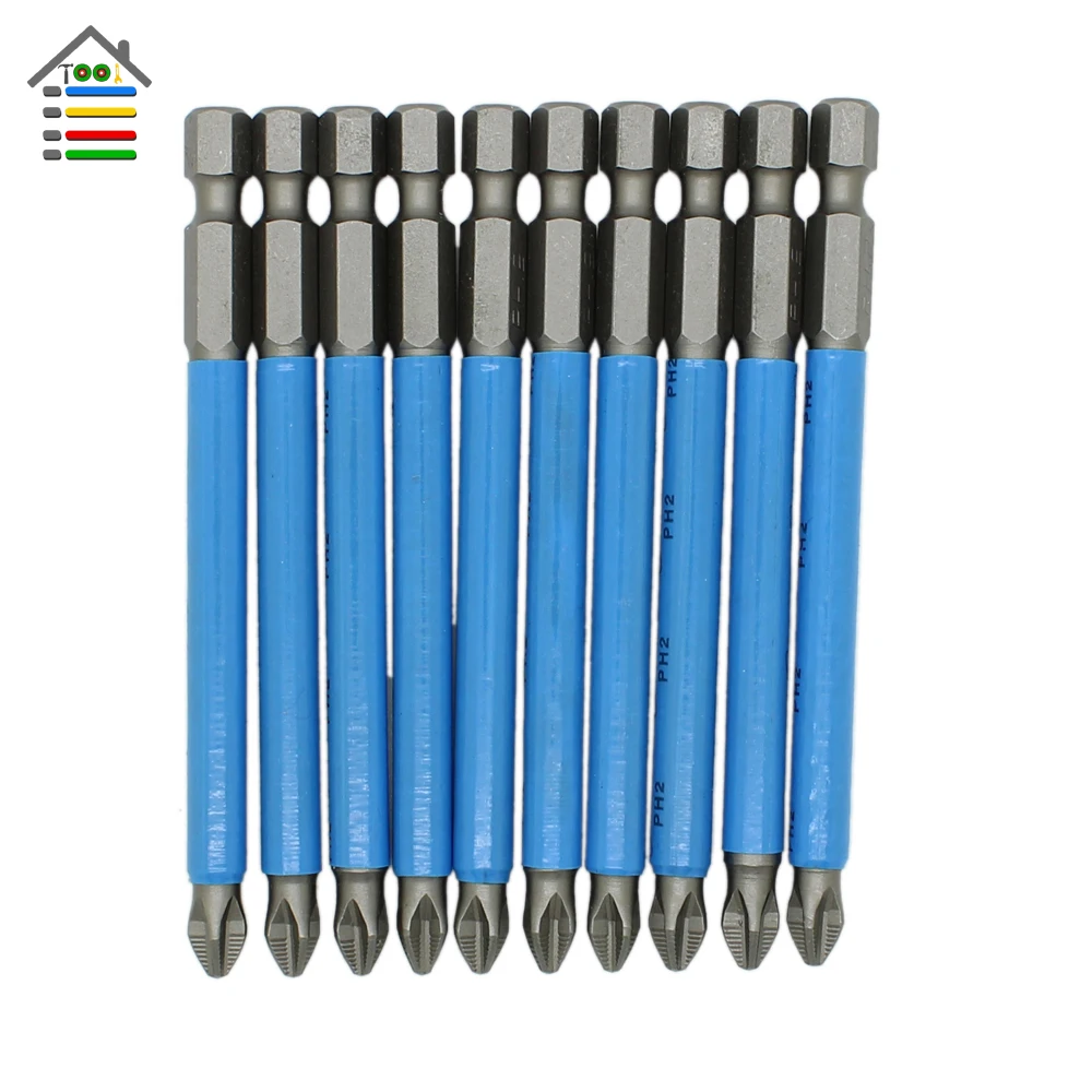 

10PCS Hex Magnetic Anti Slip Long Impact Screwdriver Bits Set Torx PH2 90mm Power Tools