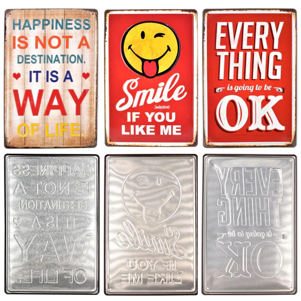 Optimistic Theme 3D Embossed Metal Sign Metal Tin Sign Vintage Home