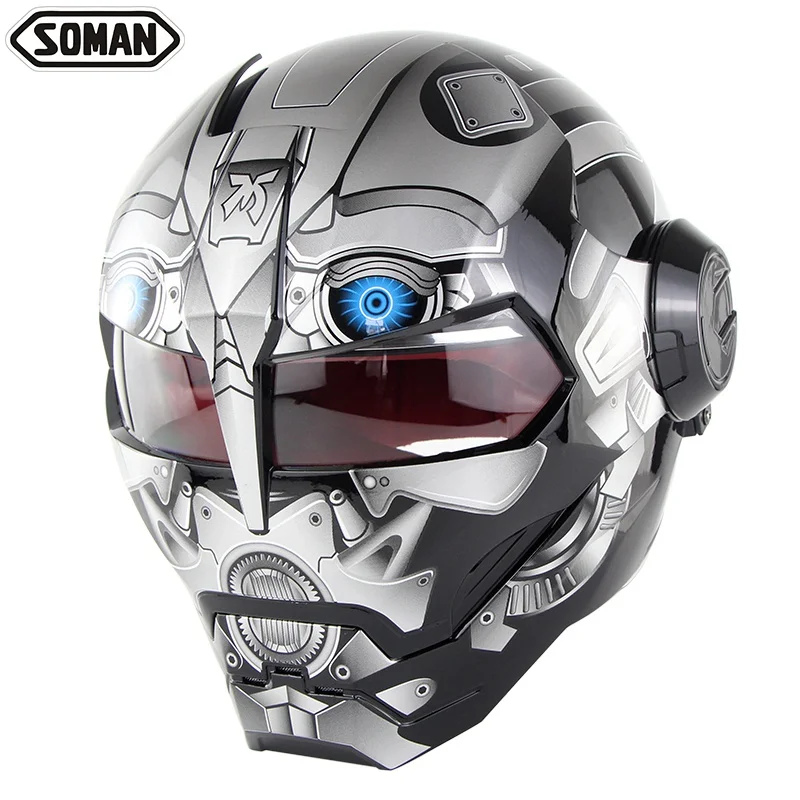Soman 515 Железный человек мотоциклетный шлем флип Verspa Ironman череп capacetes флип робот КАСКО точка утверждения