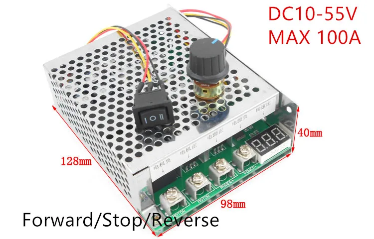 Щетки мотора постоянного тока Скорость регулятор постоянного тока 12 В, 24 В, 36 В, 48 В, 5500 Вт высокой мощности Мощность 100A Реверсивный мотор контроллер