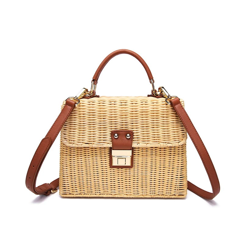 

Imported rattan woven bag, handmade bag messenger bag, beach bag vacation bag travel bag personality make-up bag