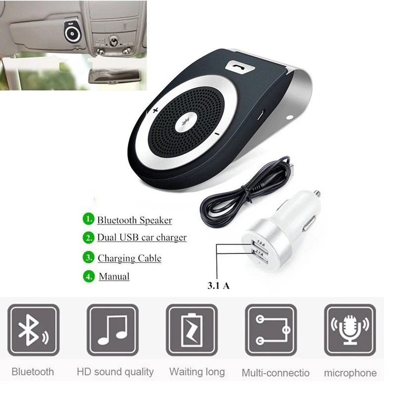 Bluetooth Car Kit Hands Free Speaker Bluetooth Car Speakerphone