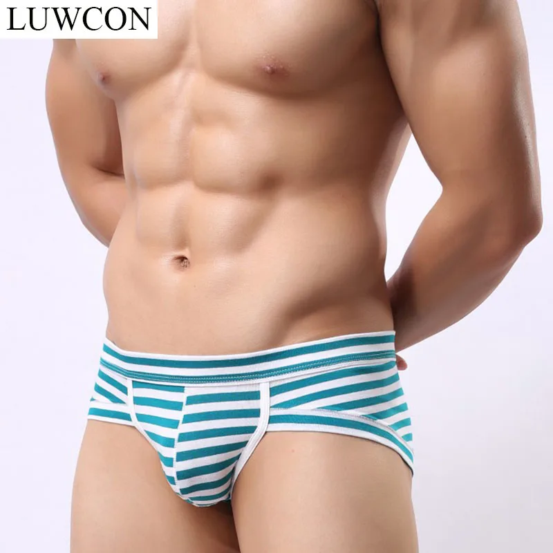 LUWCON Brand 4Pcs/lot Cotton Men Underwear Briefs Striped Comfortable