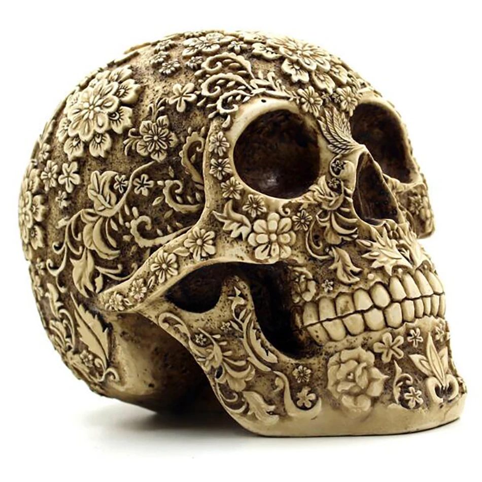

Creative Resin Skull Cranium Cluster of flowers Ornaments Halloween Home Bar Desktop Decoration Crafts Fashion top hot