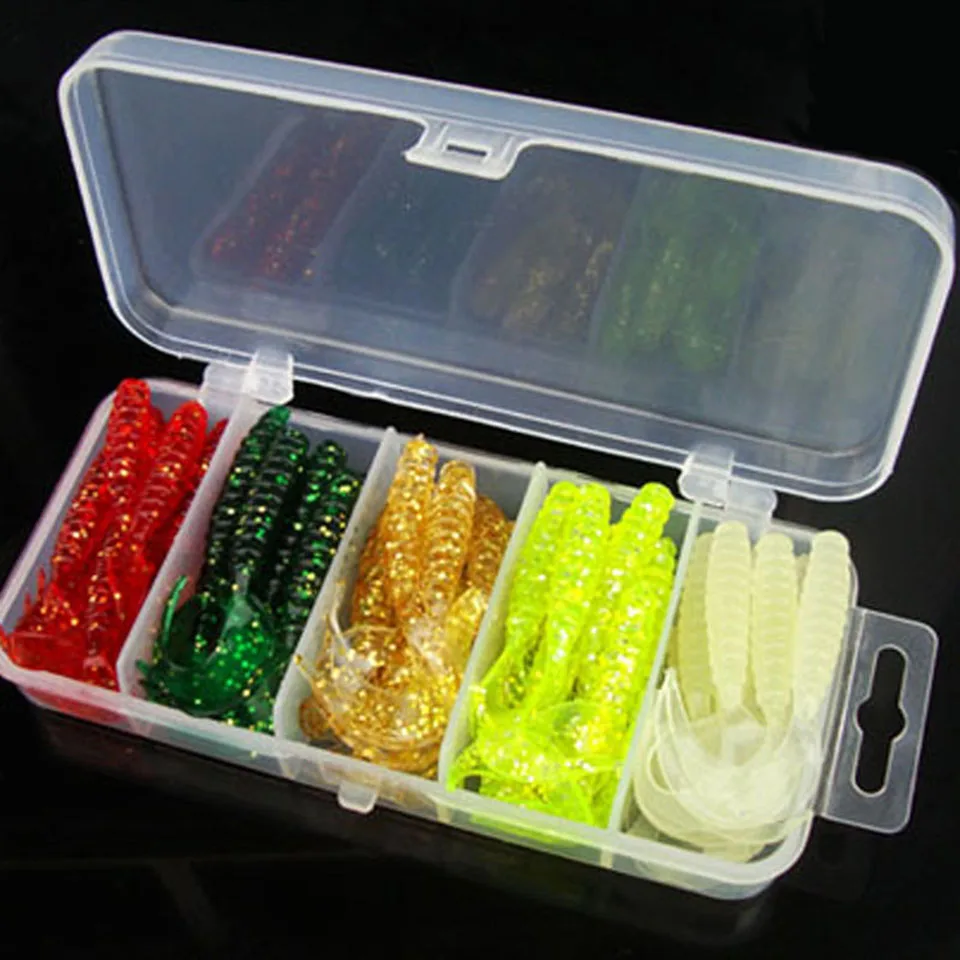 50PCS/Box 5cm fishing lure soft bait soft worm shrimp sea fishing
