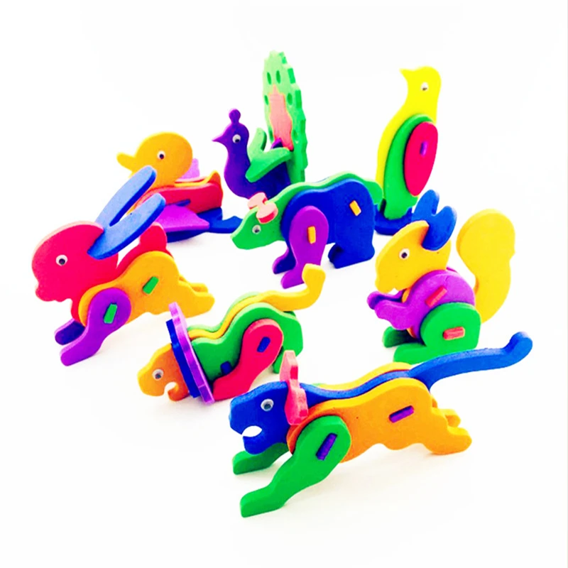 1 шт. EVA 3D Puzzle игрушки для мальчиков и девочек маленьких детей DIY животных паззлы