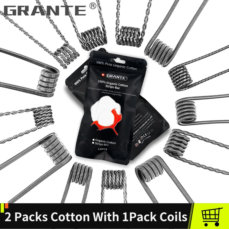 

Grante Prebuilt Coil Alien Clapton Premade Coil Vape Accessories For RDA RTA RBA Atomizer Heating With 2 packs Cotton Bacon