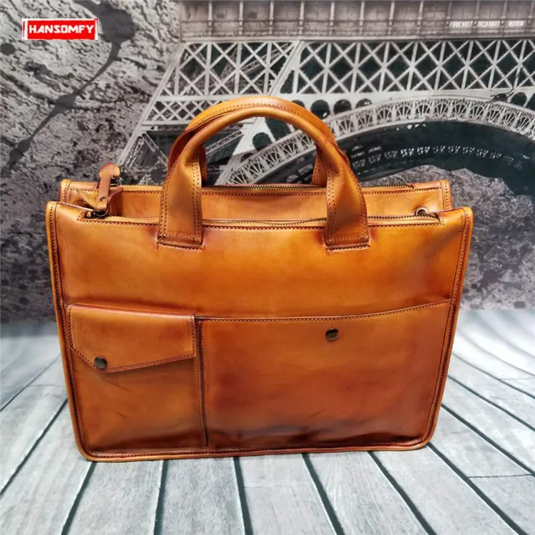 2019 Genuine leather Men's briefcases Large capacity handbag Men