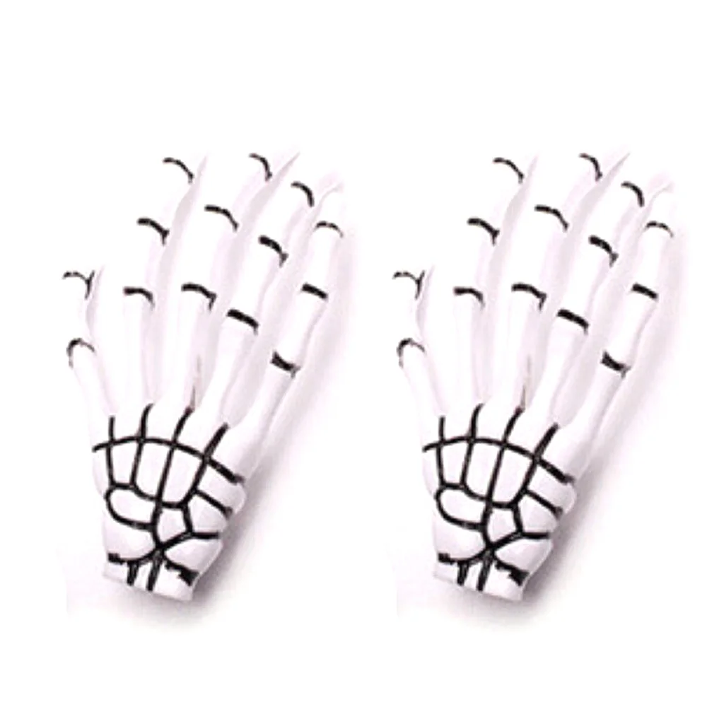 2Pcs Harajuku Skull Skeleton Hand Hair Clip Bone Claw Hairpin Halloween Headwear Barrettes Women Girls Hair Stylish Accessories - Цвет: white