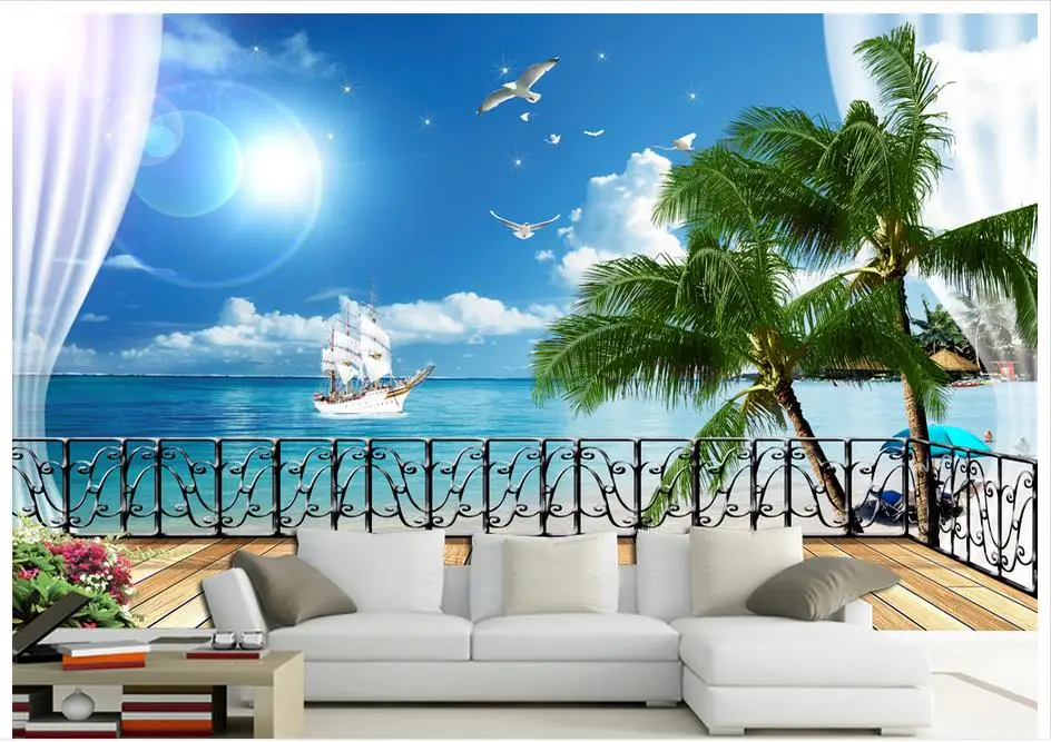 

High Quality Hot Sale New Custom 3d photo wallpaper murals The sea is pure and fresh sea background wall painting room wallpaper
