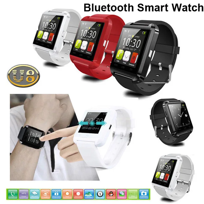 

Xmas Gift U8 Bluetooth Smart Watch U Watches Touch Screen Wrist WristWatch Smartwatch for Android IOS Phone Smartphone Call SMS