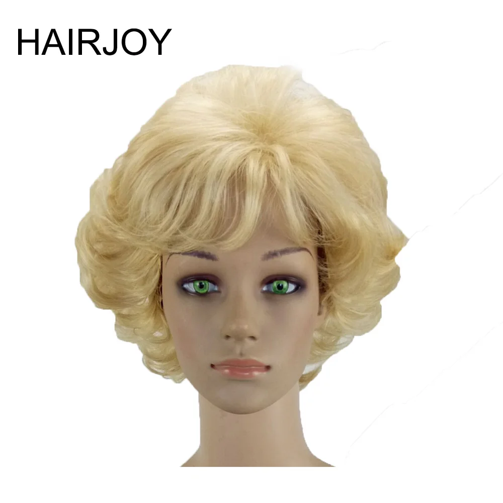 HAIRJOY Женские синтетические волосы парики Короткие вьющиеся блонд коричневый черный серый парик