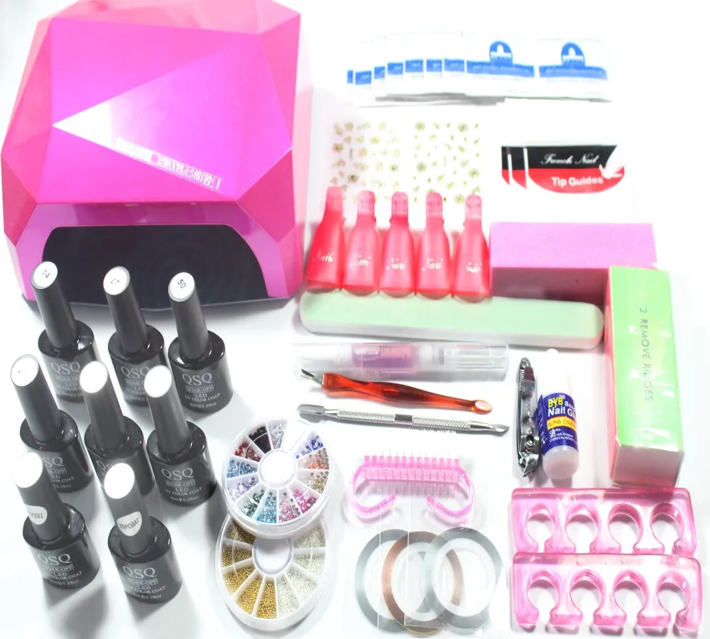 Nail Art Set Uv Led Dryer & 6 Color Gel Nail Polish Set Kit Nail Tools