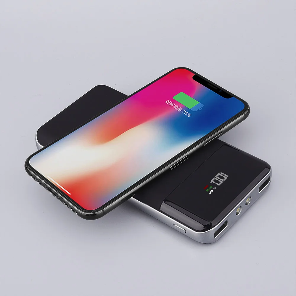 Беспроводное зарядное устройство DCAE QI для iPhone XS Max XR X 8 samsung S9 S8, быстрая Беспроводная зарядка, настольный планшет, двойной USB внешний аккумулятор, 10000 мАч