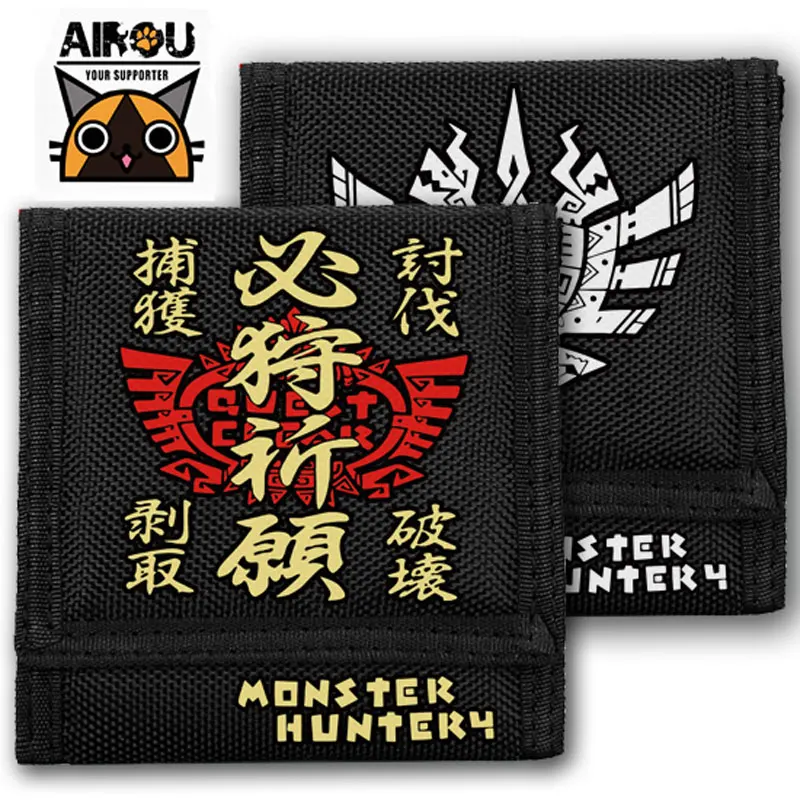 MeanCat Monster Hunter короткие Оксфорд кошельки японский ACG Логотип Billetera Hombre