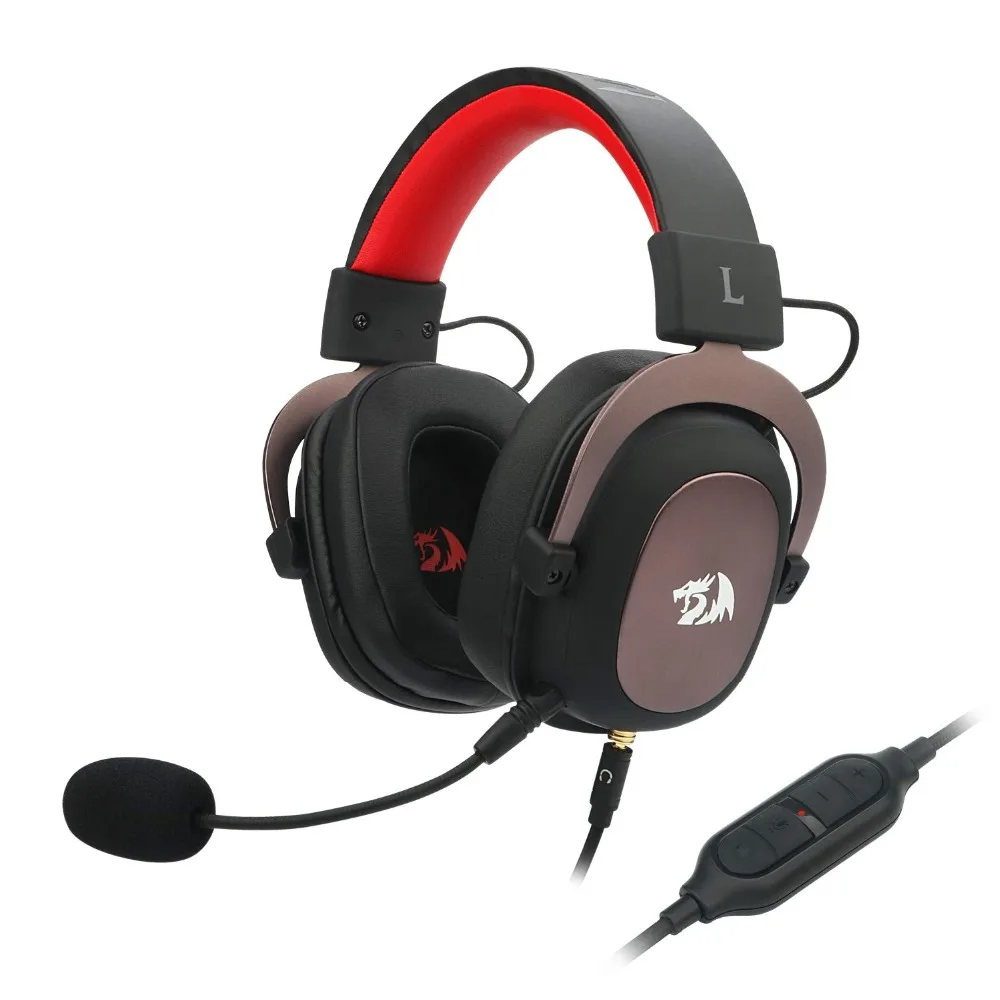 Redragon h510 zeus wired gaming headset 7.1 surround sound fone de ouvido gamer com microfone destacável para computador