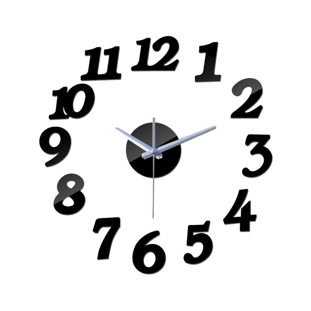 

top fashion new 3d diy acrylic mirror sticker wall clock clocks horloge large living room decorative needle free delivery