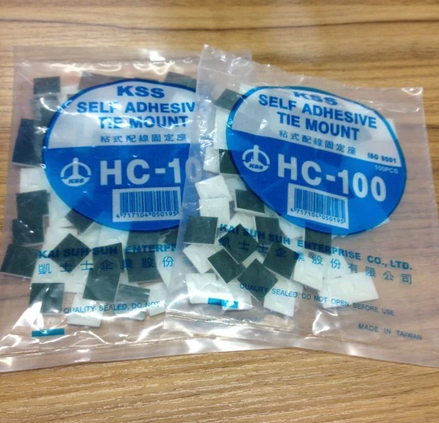 100pcs KSS HC 100 self adhesive nylon tape positioning sheet cable tie