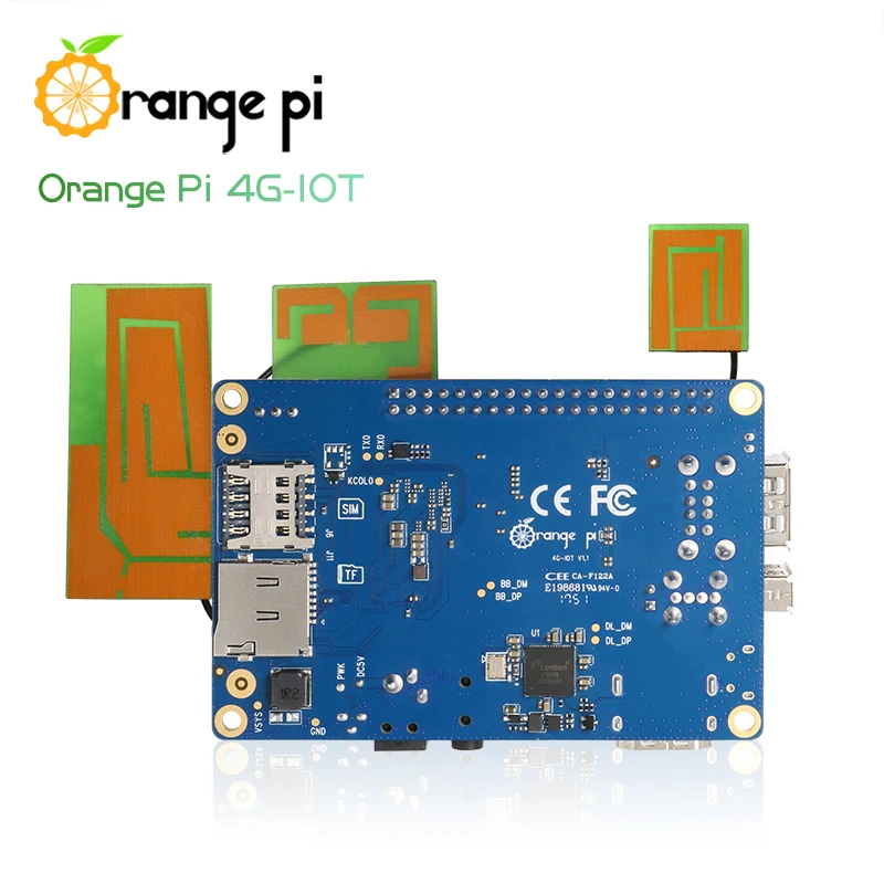 Оранжевый Pi 4G-IOT Set5: оранжевый Pi 4G-IOT+ 5,5 дюймовый черный цветной TFT lcd сенсорный экран+ блок питания; 1G Cortex-A53 8GB EMMC& BT