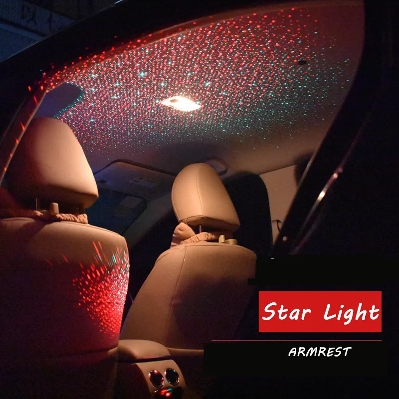 

12V Decoration Light Car USB LED Light Red Green Star Sky Light Projector Auto Atmosphere Lamp Room Interior Light