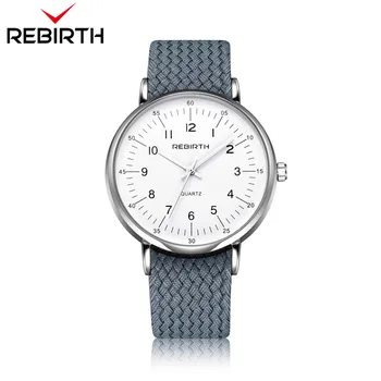 

REBIRTH Top Brand Luxury Casual Men Quartz Watches Nylon Weave Strap waterproof Sport Male Clocks Man Wristwatches fashion gifts