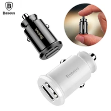 

BASEUS Mini Car Phone Charger Adapter Grain Dual USB Mini Smart Car Charger Max Fast 2 USB Car-Charger For Mobile Phone Tablet