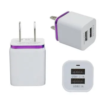 

Dual USB Wall Charger Home travel adapter 5V 2.1A US EU Metal AC Power Adapter 2 ports plug for iphone for Samsung 500pcs