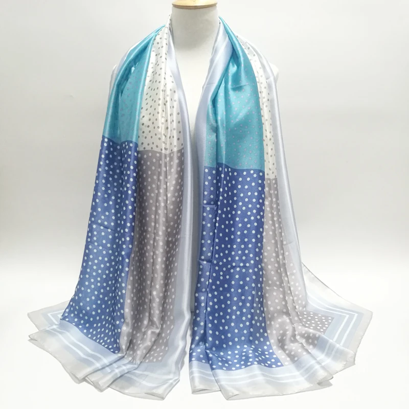 

Boho Soft Silk Foulard Femme Luxury Brand Polka Dots Printed 100% Natural Silk Scarf Women 2018