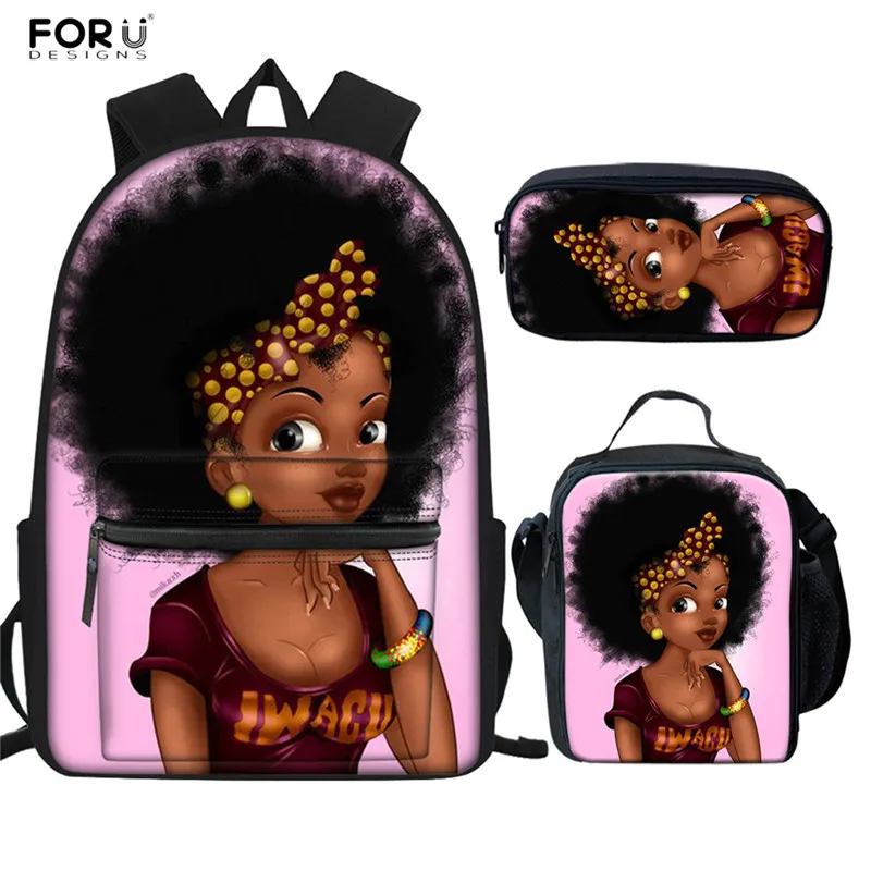 FORUDESIGNS/черные девушки афро холщовые рюкзаки школьные сумки большой рюкзак для ноутбука рюкзак для подростков девочек ортопедический Рюкзак Mochila - Цвет: HMC1719Z58-G-K