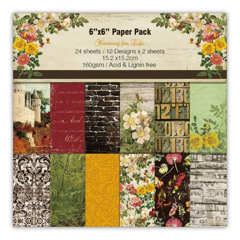 

24 sheet 6"X6" Autumn flower patterned paper Scrapbooking paper pack handmade craft paper craft Background pad
