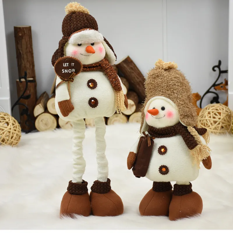 Christmas Decorations for Home Extendable Standing 38-55cm Snowman Dolls New Year Birthday Gift Plush Toy Xmas Decor Ornaments