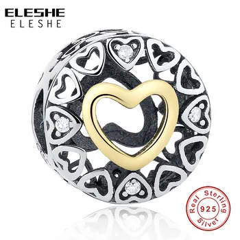 

ELESHE Valentine's Gift 925 Sterling Silver Heart Loving Circle,CZ Bead Charm Fit Original ELESHE Bracelet Necklace DIY Jewelry