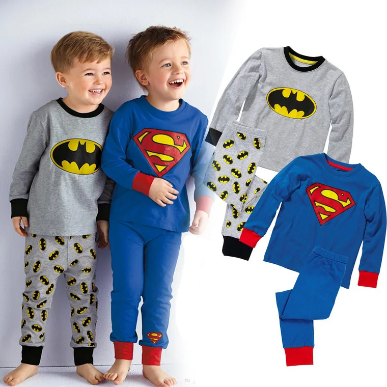 Retail Superman Pijama Infantil Sets Cotton Long Sleeve batman children